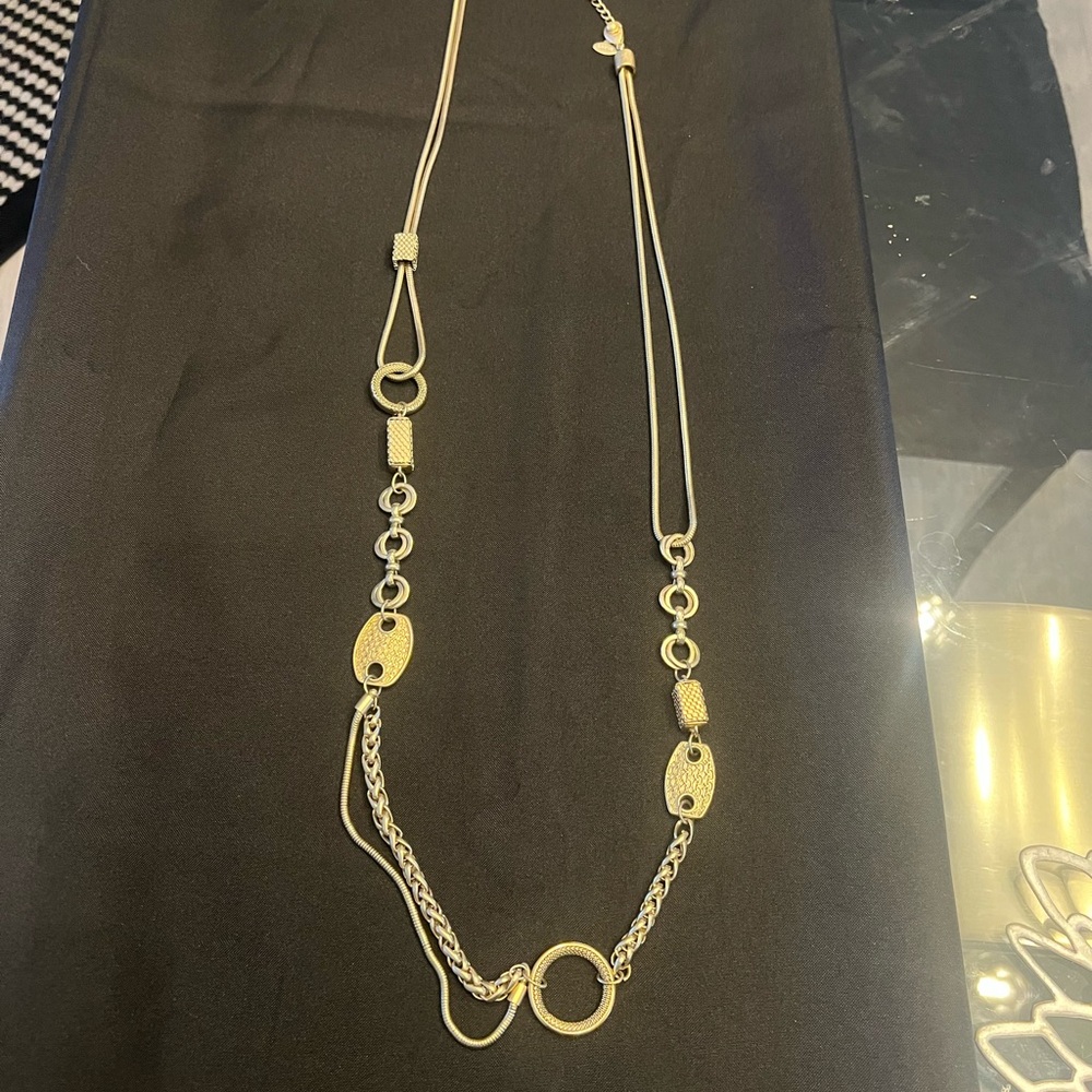 Gold-Tone Chain Necklace with Oval Accents